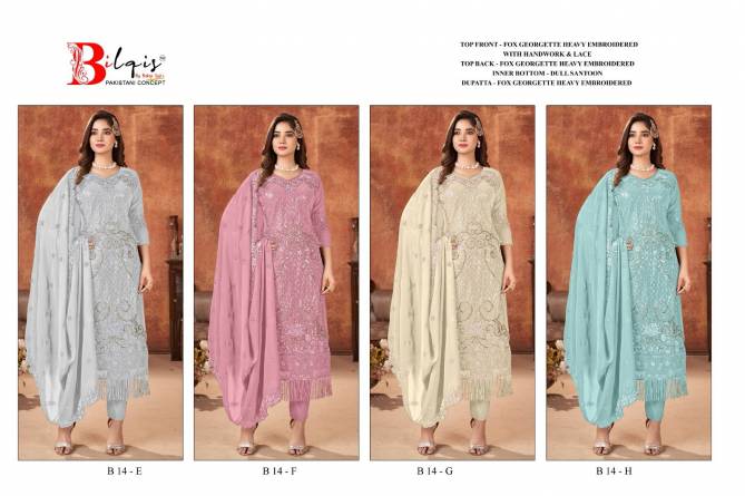 Bilqis B 14 E TO H Heavy Embroidery Georgette Pakistani Suits Wholesale Market In Surat